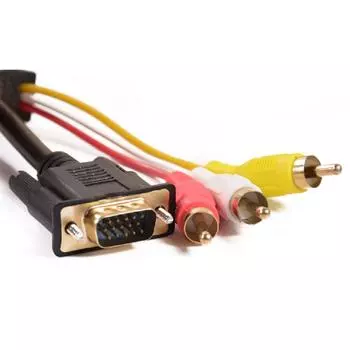 Новый кабель VGA на 3 RCA (папа) Компонентный AV-адаптер-конвертер ПК Видеокабель 5 футов 1,5 м