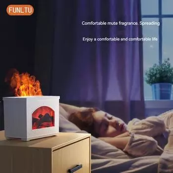 Новый камин аромат увлажнитель воздуха домашний настольный небольшой диффузор автоматическая ароматическая машина имитация пламени белый