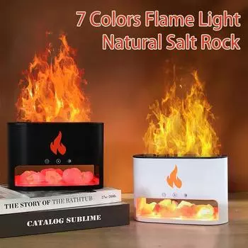 Новый каминный увлажнитель Crystal Salt Rock Fire 7 цветная лампа пламени Aroma Volcano увлажнитель воздуха диффузор эфирных масел для дома