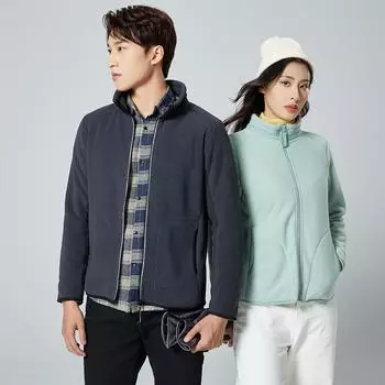 Новый кардиган флисовая одежда женская утолщенная флисовая куртка с воротником-стойкой мужская коралловая флисовая ветрозащитная теплая молния светоотражающая полоса M