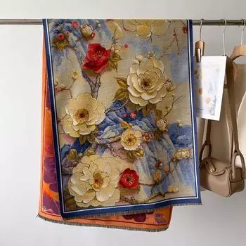 Новый кашемировый искусственный шарф зимний женский принт кашемировая накидка зимняя утолщенная модная теплая универсальная шаль одеяло Echarpe 66X186CM