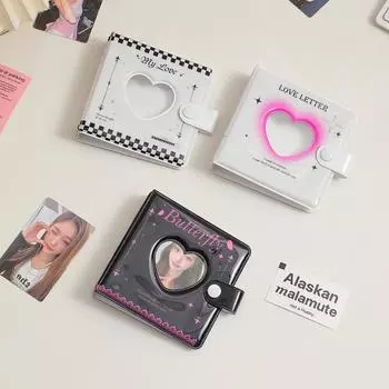 Новый Kawaii Love Heart Butterfly Карманный блокнот Kpop Фотокарта DIY Книга Журнал Дневник Планировщик Пуля Школьные канцелярские принадлежности 3 inch 10 sheets pink