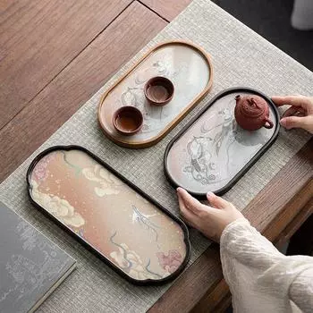 Новый китайский чайный поднос, креативный бамбуковый столик для сухого заваривания, небольшой чайный поднос, домашний чайный сервиз