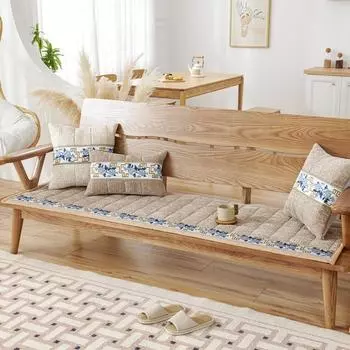 Новый китайский чехол для дивана из цельного дерева, всесезонная универсальная подушка для дивана, подушка из синели, подушка для дивана, скамейка, противоскользящий утолщенный коврик для дивана 55x55cm 1pcs