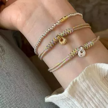 Новый китайский цветной плетеный слиток веревки Tuo Tuo Tuo кулон браслет женский литературный ретро легкий роскошный универсальный браслет ювелирные изделия