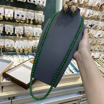 Новый китайский длинный зеленый халцедоновый брелок-ожерелье, дизайн, различные способы ношения, цепочка для свитера, нишевый темперамент, цепочка на ключицу