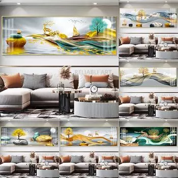 Новый китайский фэн-шуй абстрактное золотое богатое дерево холст картина настенное искусство олень ленты постеры для отеля домашний декор комнаты Cuadros 20x60CM NO Frame