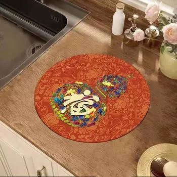 Новый китайский круглый дренажный коврик для гостиной, коврик для чайной чашки, изоляционный коврик, диатомовая грязь, тыква, декоративный коврик, который можно разрезать 40cm