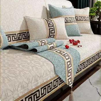 Новый китайский нескользящий чехол для дивана, однотонная кожаная подушка для дивана, современный чехол из цельного дерева на четыре сезона, универсальный чехол для домашнего дивана 70x70