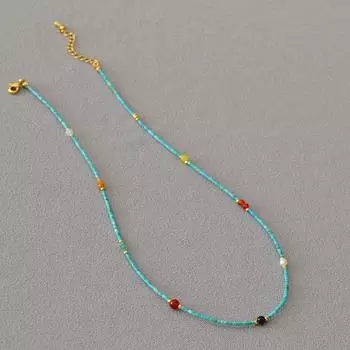 Новый китайский нишевый дизайн в стиле ретро, литературный и художественный, придворный стиль, чрезвычайно изящное бирюзовое простое ожерелье с цепочкой на ключицу