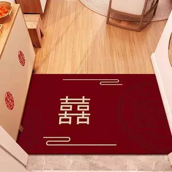 Новый китайский Новый год Красный шелковый кольцевой ковер входная дверь коврик для пола бытовой легко чистящийся коврик ПВХ коврик для ног 40 * 60cm [silk ring]