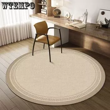Новый китайский стиль имитация льна гостиная круглый ковер спальня кабинет журнальный столик напольный коврик противоскользящий Diameter 60cm