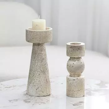 Новый китайский стиль имитация желтого травертина подсвечник украшения модель комнаты гостиная журнальный столик обеденный стол современный свет роскошный дом