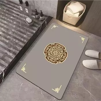 Новый китайский стиль, легкий роскошный стиль, узор, диатомовая грязь, напольный коврик для ванной комнаты, впитывающий воду, противоскользящий, быстросохнущий коврик для ног 50 * 80cm