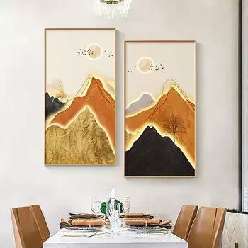 Новый китайский стиль пейзаж стены искусства плакаты печать современные графства холст картины украшения спальни живопись для гостиной 20cm40cm NoFrame