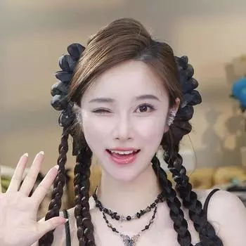 Новый китайский стиль сетчатый бант заколка для волос для женщин имитация парика коса на затылке акула зажим головной убор 03