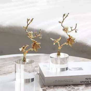 Новый китайский стиль свет роскошный кристалл цилиндрический базовый металл цветочные украшения модель дом домашнее искусство мягкий декор ремесла