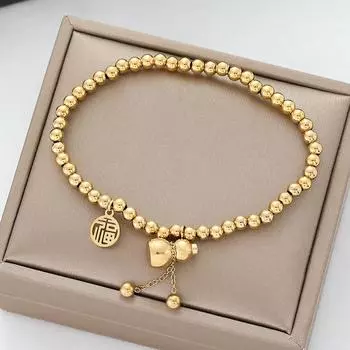 Новый китайский стиль, винтажный кулон «Счастливая тыква», цепочка из бусин из нержавеющей стали, женский браслет, женский браслет, ювелирные изделия