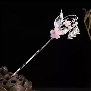 Новый китайский свадебный кристалл Ханфу в древнем стиле, жемчужная вилка для волос, цветочные палочки для волос, заколка для волос с кисточкой