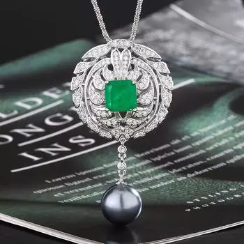 Новый китайский винтажный кулон с рубином и изумрудом в виде голубиной крови, ожерелье с подвеской, модная пригородная мода