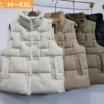 Новый китайский жилет женский новый ретро жилет на пуговицах осенне-зимний свободный жилет куртка прилив M чёрный