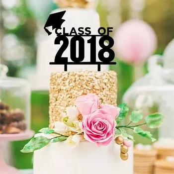 Новый класс Black Cake Topper Graduation Party Украшение торта с акрилом