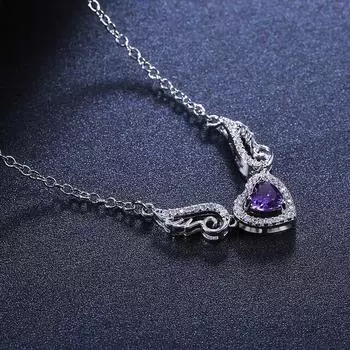 Новый классический кулон в виде летающего сердца, женское ожерелье с тремя камнями, цветное вечерние подарочное ожерелье, микро-асфальтированное CZ-камень, ювелирные изделия в виде крыла сердца 45cm