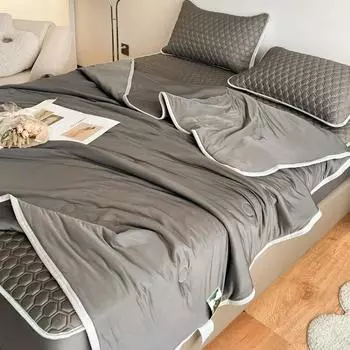 Новый классический однотонный латексный простыня на резинке летний коврик летнее одеяло воздухопроницаемый чехол комбинированный комплект 1.5 three-piece set светло-зеленый