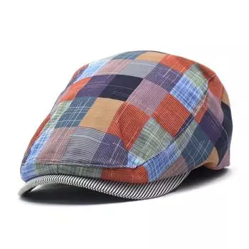 Новый клетчатый берет в этническом стиле, передняя кепка для путешествий, праздника, модная шляпа для мужчин и женщин, кепка с утиным язычком 56-58cn оранжевый
