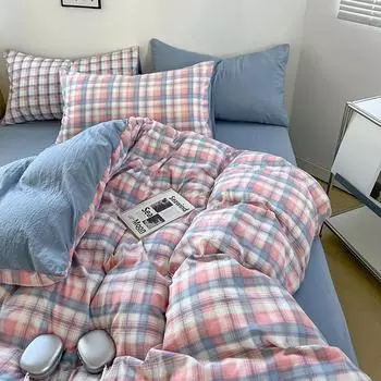 Новый клетчатый пододеяльник из японского простого стираного хлопка, односпальный пододеяльник, версия AB 150x200 180x220 200x230 Постельное белье без наволочки 150x200 Single duvet