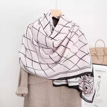 Новый клетчатый шарф средней длины женский Ins Design Sense of The Four Seasons универсальная легкая шаль из искусственного хлопка и льна 180*90cm