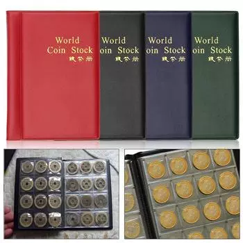 Новый коллекционный 120 карманов, держатель для хранения мировой коллекции монет, денежный альбом, книга One Size красный