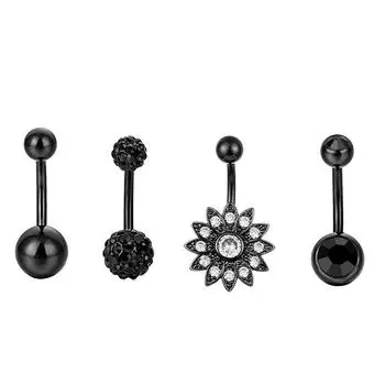 Новый комплект из 4-х предметов со стразами для пупка и ногтей, дополнительный модный новый комплект украшений для проколов