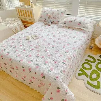 Новый комплект из трех предметов с жемчужным хлопковым покрывалом Fairy с стиркой в пресной воде и хлопковым кружевным покрывалом 200*230cm