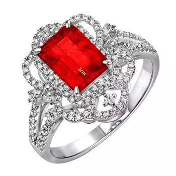 Новый комплект изумрудных колец с бриллиантами Baguette и кольцом с красным сапфиром и квадратным бриллиантом