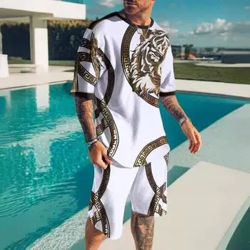 Новый комплект мужской одежды с 3D-печатью, футболка большого размера с короткими рукавами, комплект шорт в наличии, поставка производителя S
