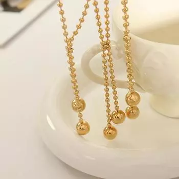 Новый комплект ожерелья из титановой стали с круглыми бусинами, модная нишевая дизайнерская цепочка на ключицу