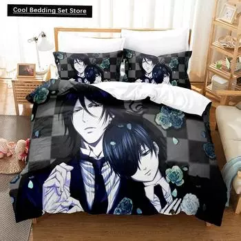 Новый комплект постельного белья Anime Black Butler Cool Sebastian Ciel Dakimakura для взрослых, пододеяльник, односпальный, двухспальный, из микрофибры US Queen(228x228cm)