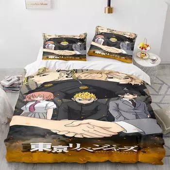 Новый комплект постельного белья Anime Tokyo Revengers Single Twin Full Queen King Size Bed Set Adult Kid Bedroom Duvet cover Sets Home Textiles EU Twin 135x200cm