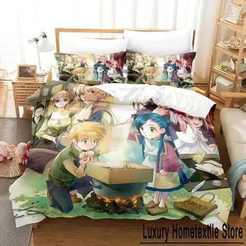 Новый комплект постельного белья Ascendance of a Bookworm, комплект из трех предметов с рисунком из мультфильма «Аниме», для взрослых и детей, для спальни, пододеяльник, наборы с 3D-принтом, для девочек, кавайные 70x133cm 2pcs