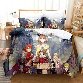Новый комплект постельного белья Atelier Ryza Single Twin Full Queen King Size Bed Set Adult Kid Bedroom Duvetcover Sets Anime Parure de lit Bed 70x133cm 2pcs