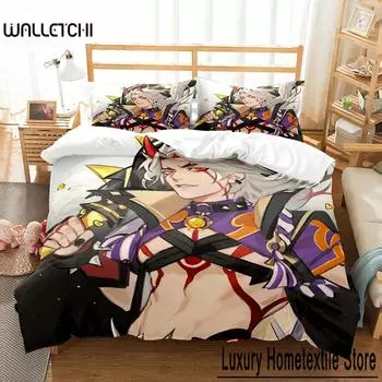 Новый комплект постельного белья Beelzebul Single Twin Full Queen King Size Genshin Lmpact Bed Set Adult Kid Bedroom Raiden Shogun 3D Print Anime 70x133cm 2pcs