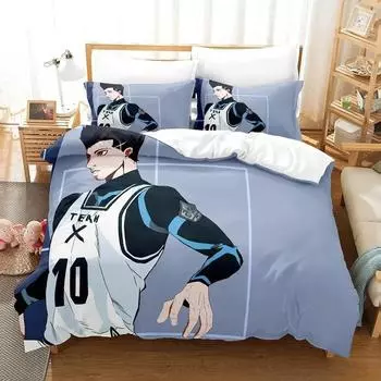 Новый комплект постельного белья Blue Lock Single Twin Full Queen King Size Bed Set Adult Kids Bedroom Duvet Cover Sets 3D Anime Bed Sheet Set EU Single 135x200cm