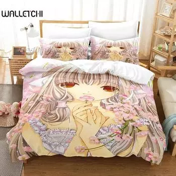 Новый комплект постельного белья Chi Chobits Single Twin Full Queen King Size Bed Set Adult Kids Bedroom Duvet Cover Sets 3D Anime Bed Set 70x133cm 2pcs