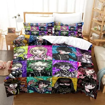 Новый комплект постельного белья Danganronpa V3, комплект из трех предметов, мультяшный аниме-комплект для спальни для взрослых и детей, комплекты постельного белья для девочек 2000 года EU Twin 135x200cm