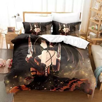Новый комплект постельного белья Date A Live Tokisaki Kurumi Single Twin Full Queen King Size Bed Set Aldult Kid Bedroom Duvet cover Sets Anime EU Twin 135x200cm