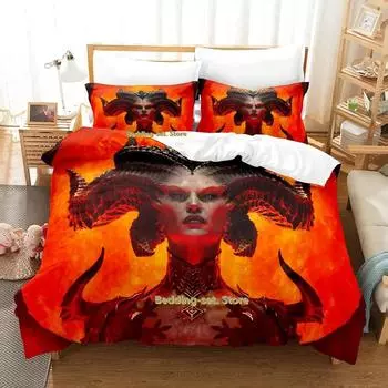 Новый комплект постельного белья Diablo IV Single Twin Full Queen King Size Bed Set Adult Kid Bedroom Duvetcover Sets Anime Parure de lit Bed 70x133cm 2pcs