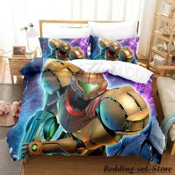Новый комплект постельного белья Metroid Prime Single Twin Full Queen King Size Bed Set Adult Kid Bedroom Duvetcover Sets Anime Parure de lit Bed 70x133cm 2pcs