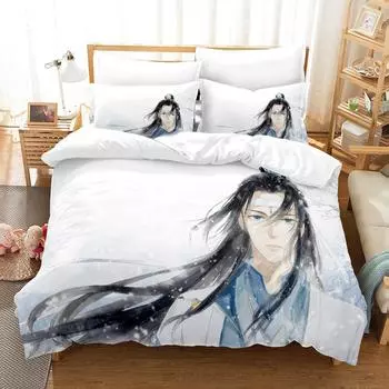 Новый комплект постельного белья Mo Dao Zu Shi The Grandmaster of Demonic Cultivation, комплект из трех предметов для взрослых и детей, наборы для спальни с пододеяльником EU Twin 135x200cm