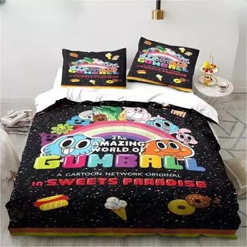 Новый комплект постельного белья с рисунком из мультфильма «Удивительный мир» Gumball Sheet King Twin Double Child Bedding Set Mircofiber or Polyester Podover Cover EU Single 135x200cm